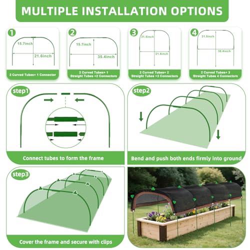2026 Upgraded Garden Shade Cloth Kit 6.5x16.5FT Garden Shade Cloth for Plants Heat Protection with 6 Sets Garden Hoops for Raised Beds 75% Sunblock Shade Cloth Row Cover for Outdoor Plant Vegetables - size: 6.6FT x 16.5FT