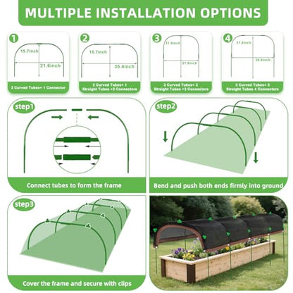 2026 Upgraded Garden Shade Cloth Kit 6.5x16.5FT Garden Shade Cloth for Plants Heat Protection with 6 Sets Garden Hoops for Raised Beds 75% Sunblock Shade Cloth Row Cover for Outdoor Plant Vegetables - size: 6.6FT x 16.5FT