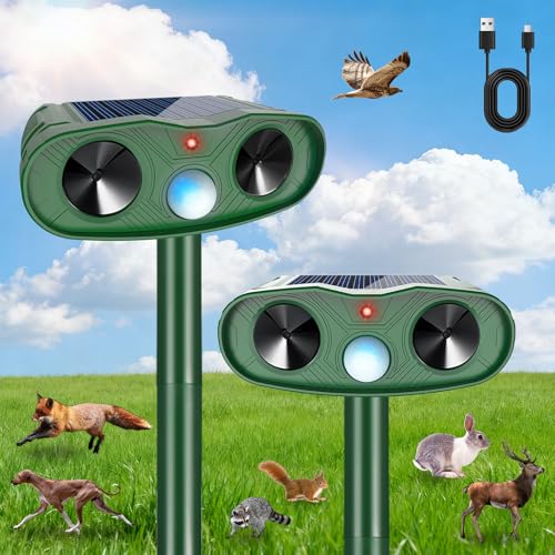 2Pack Ultrasonic Deer Repellent Devices, Animal Repeller Outdoor