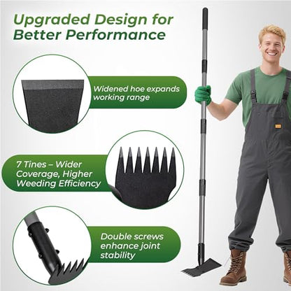 Walensee 2-in-1 Weed Puller Tool and Garden Hoe, Long Handle Weed Rake