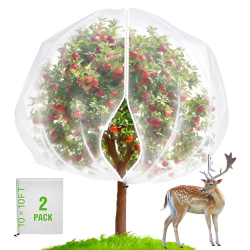 2 Packs 10x10FT Fruit Tree Netting with Zipper, 60-Mesh PE Pest Barrier - size: 10 * 10FT