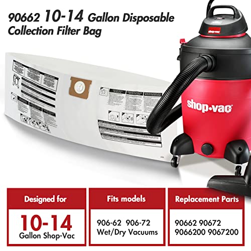 Shop-Vac 90662 10-14 Gallon Disposable Collection Filter Bag, 6 Pack - style: 10-14 Gallon