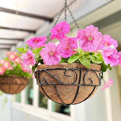 LaLaGreen Black Hanging Planter (14 in, 2 Pack) Metal Plant Pots with Chain - size: 14" (36 cm) x 2 Pack