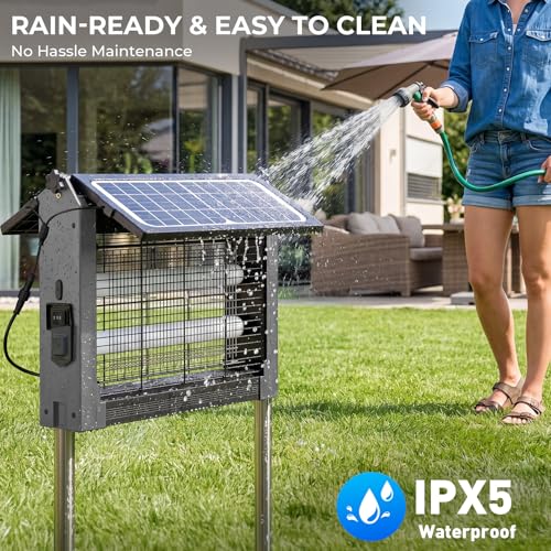 Solar Bug Zapper, 4500V Mosquito Zapper Waterproof for Patio - color: Gray