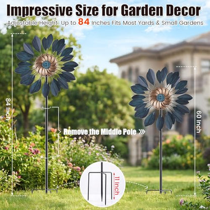 Wind Spinners Outdoor 84in Metal 360° Dual Direction Yard Garden Art Decor