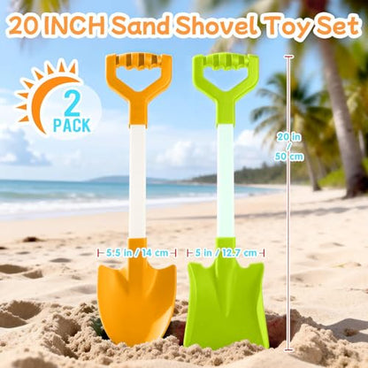 20 Inch Heavy Duty Plastic Beach Shovels for Kids Sand & Snow Digging - color: Orange-Green