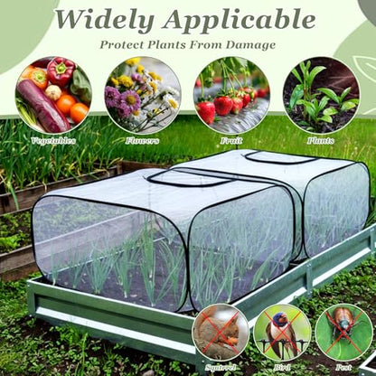 2 Pack Garden Covers for Raised Bed Foldable Clear PVC Greenhouse for Freeze Protection Row Plants Cover Accelerator with Zipper Door Black 39"x39"x20" Protection Vegetable Fruit from Animal - size: 39"x39"x20"