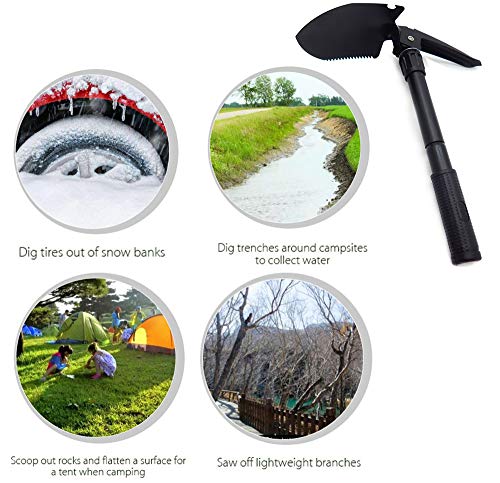 HongK- Multi-functional Military Folding Shovel Survival Spade Emergency Garden Camping - color: Black, size: Small Size