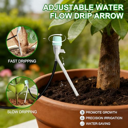 BZONE Dual Channel Automatic Watering System, Timer Drip Irrigation Kit - color: Black
