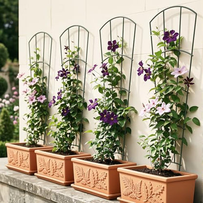 Thealyn 56" Tall Metal Plant Trellis, Climbing Plant Support, 4 Pack, Green - color: Green, size: 56 inch