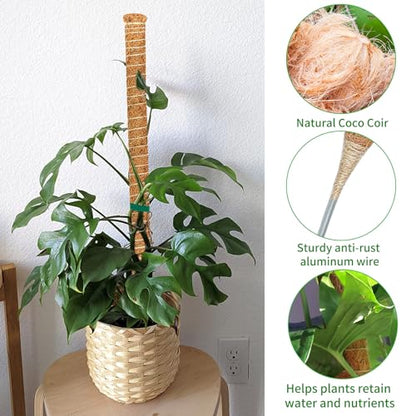 4 Pack 28'' Moss Pole for Monstera, Bendable Coco Coir Plant Support Stakes - size: 4 Pack ( 28-Inch)