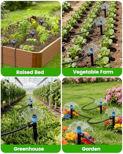 36Pack Drip Irrigation Parts, Quick Connect 1/4" Adjustable 360° Emitter Sprinklers with 6" Stake, Easy-Clean for Garden & Farm Irrigation Systems - size: 36 Packs Drip Irrigation Vortex Emitters