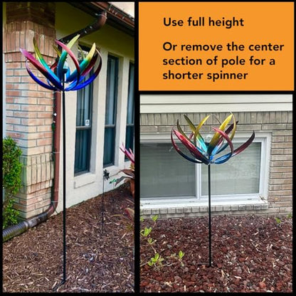 Bits and Pieces Tulip Wind Spinners Metal Yard Decor Windspinner