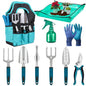 10-Piece Heavy Duty Garden Tool Set with Storage Tote Bag - color: Light Blue