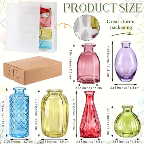 6 Pcs Stained Glass Hanging Propagation Vases, Bright - color: Saturation Colorful Series