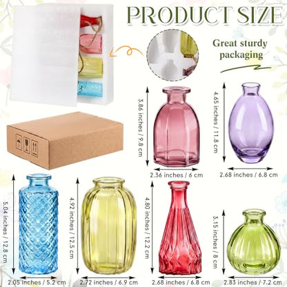 6 Pcs Stained Glass Hanging Propagation Vases, Bright - color: Saturation Colorful Series