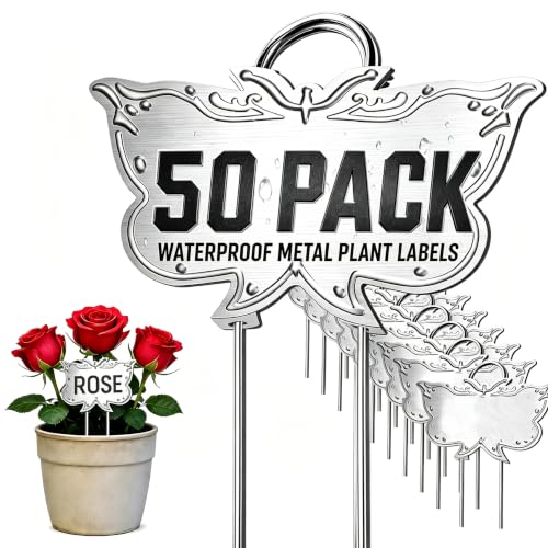 Metal Plant Labels for Outdoor Garden Waterproof 11-Inch 50 Pack - color: Silver 50-pack
