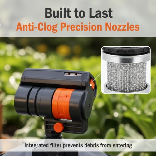 16 Nozzle Oscillating Sprinkler 360 Degree Automatic Rocking Irrigation System with Adjustable Flow Regulation for Lawn Garden and Yard