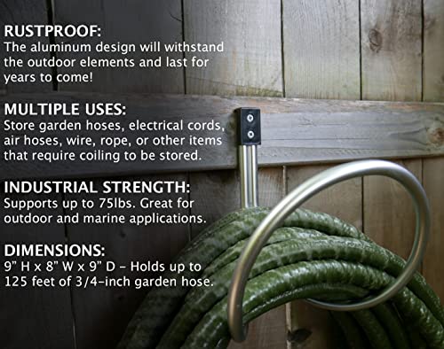 Aluminum Hose Hanger Wall Mount, Rustproof, Holds Up to 75 Lbs