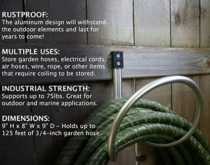 Aluminum Hose Hanger Wall Mount, Rustproof, Holds Up to 75 Lbs