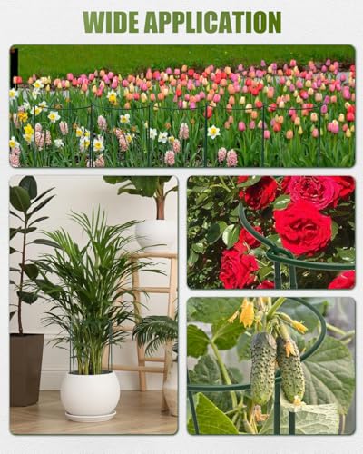 12 Pack 32 Inch Adjustable Peony Cages and Supports with 15 Twist Ties