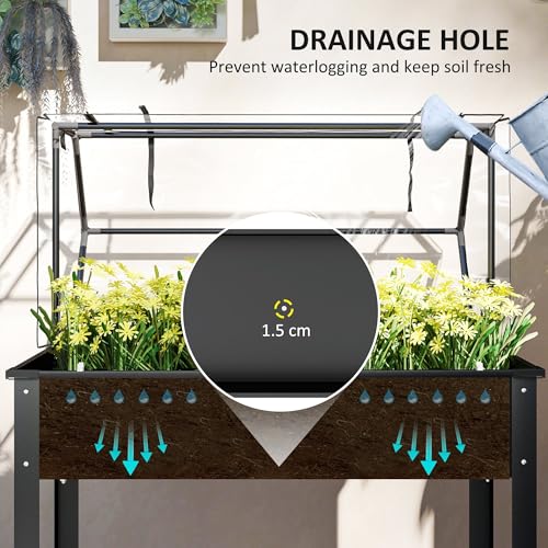 Outsunny Raised Garden Bed with Flip-Up Cover, 39.4"x18.9"x48.8", Black - color: Black