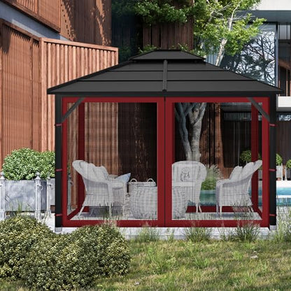 Gazebo Replacement Mosquito Netting for Patio, 10x10 ft, Red - color: Red, size: 10x10