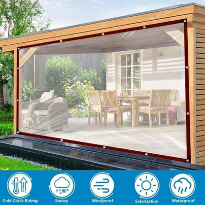 Clear Tarp - Heavy Duty Waterproof 8x10FT Plastic Tarps with Grommets Clear Vinyl Tarps for Outdoor Porches Transparent Tarpaulin for Patio Enclosure Roofs Greenhouse Plant Chicken Coop Cover - size: 8x10FT-1PCS