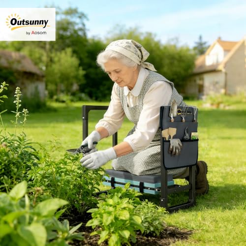 Outsunny Garden Kneeler and Seat 330lbs Heavy Duty Foldable Garden Stool