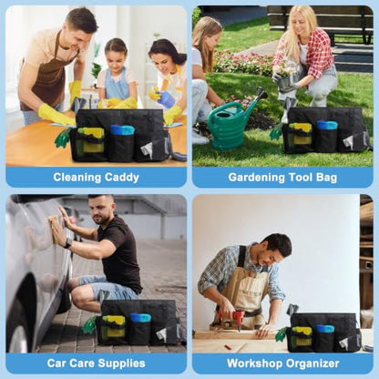 17 Inch Extra Large Cleaning Caddy Bag for Housekeepers, Black Tool Bag - color: Black, size: Extra Large