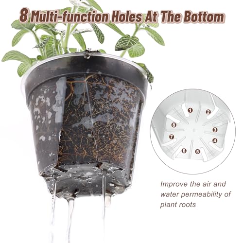 11" Clear Plant Nursery Pots with Drainage Plastic Orchid Pots 10 Pack - size: 11 inch