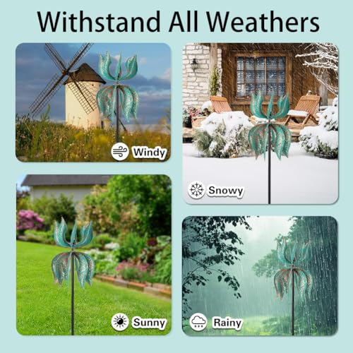 Viveta Wind Spinners Outdoor-360° Rotating Garden Spinner - color: Green-b