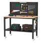 Antifir 48" Adjustable Garage Workbench with Under Shelf & Metal Pegboard - size: 48x24" Double Decked