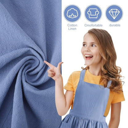 Kids Pinafore Apron, Cross Back Apron, Japanese Style Bib Aprons Home Clothes - color: Blue, size: 60 x 122 cm