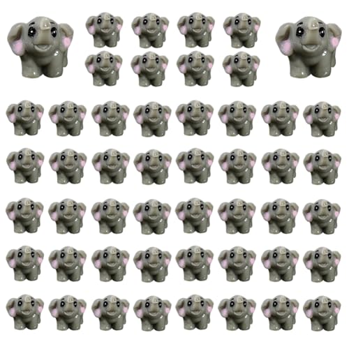 50PCS Mini Safari Jungle Animals Figurines Resin Elephant Wild Animal Miniature Figurines Fairy Garden Accessories for Moss Landscape DIY Terrarium Home Decor (Elephant) - color: Elephant