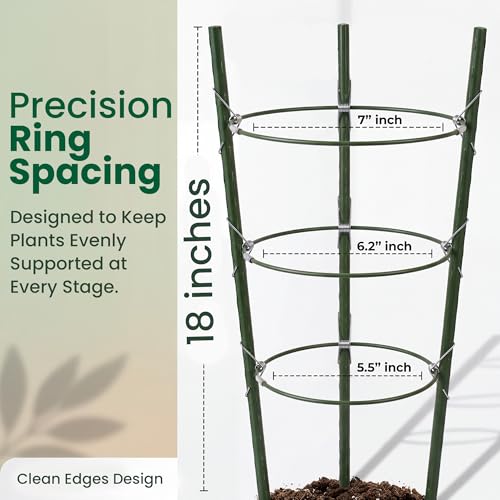 4 pcs 18" Round Tomato Cages for Garden - Metal Small Tomato Cages for Pots