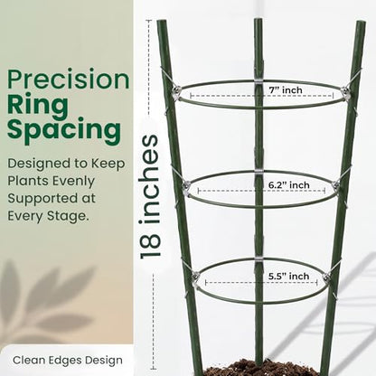 4 pcs 18" Round Tomato Cages for Garden - Metal Small Tomato Cages for Pots