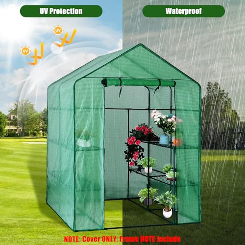 Walk-in Greenhouse Replacement Cover 56×56×76inch (Frame Not Included) - color: Green-56" x 56" x 76"(PE)
