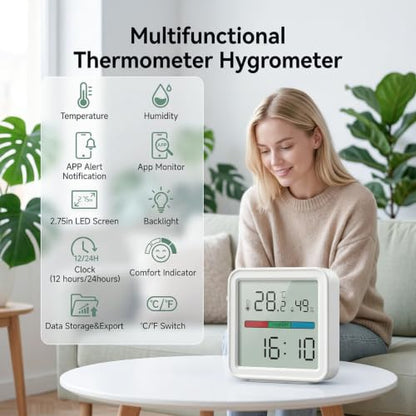 eMylo WiFi Thermometer Hygrometer Digital with App Alerts Data Export