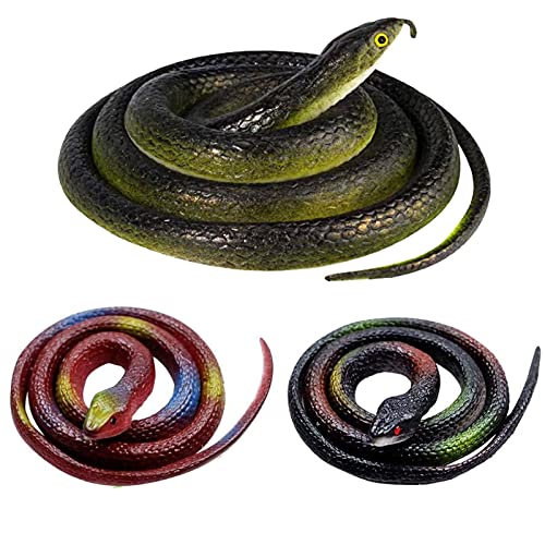 3pcs Fake Snake Halloween Decorations Rubber Snakes to Keep Birds Away - style: 3 pcs black snakes