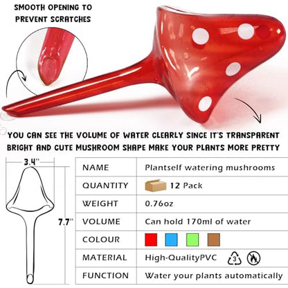 Famstar Self-Watering Globes Spikes, Automatic Plant Waterer Indoor Outdoor - color: 12 Pack-4 colors