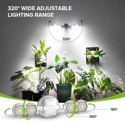 SANSI Wall Mounted Grow Light, 30W Dual Head Full Spectrum with Remote - size: 30W-2800Lumen