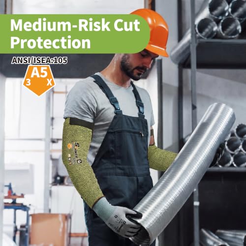 Schwer 10 Pairs CORE ANSI A5 Cut Resistant Sleeves, Flame-resistant, S081 - size: 10 Pairs