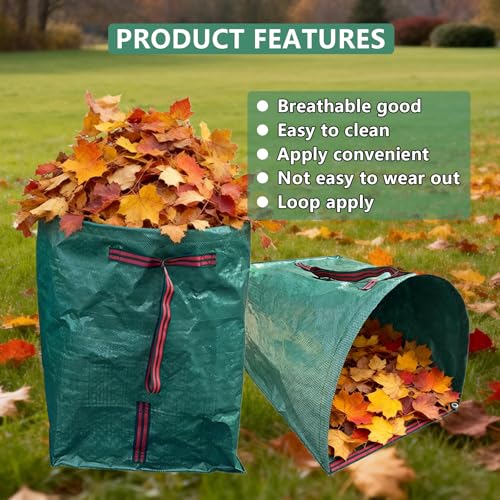 2-Pack 53 Gal Leaf Bags, Leaf Collector Reusable Yard Waste Bags