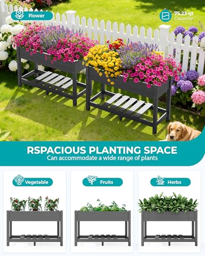 SERWALL Raised Garden Bed with Legs Set of 2-Gray - color: Gray, size: 2 pack