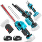 SEESII 4-in-1 Electric Mini Chainsaw, Battery Hedge Trimmer & Pruner Combo - color: Royal Blue