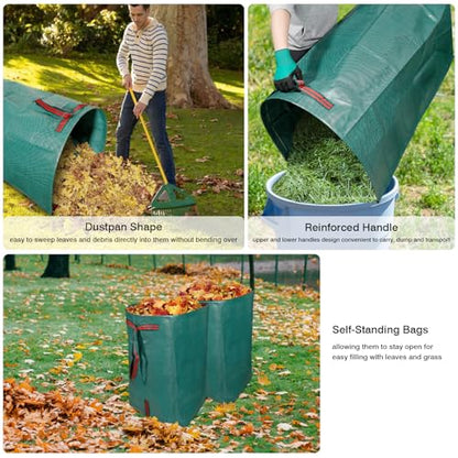 2‑Pack 40 Gallon Garden Leaf Bags, Reusable Dustpan Yard Waste Sacks