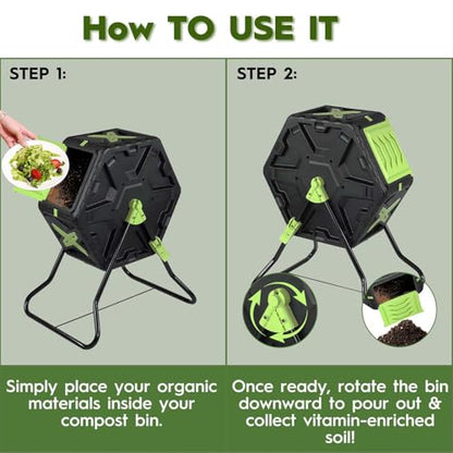 Compost Tumbler, 21-Gallon (80L) Outdoor Garden Compost Bin - color: 21 Gallon