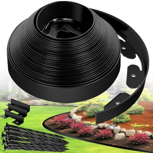 Landscape Edging Border - 1.5”x40’ Garden Edging Border with 40 Stakes, No Dig Lawn Edging for Landscaping for Garden Bed, Thickened Top Edge Flexible Flower Bed Border Edging for Outdoor - size: 1.5IN - 40FT