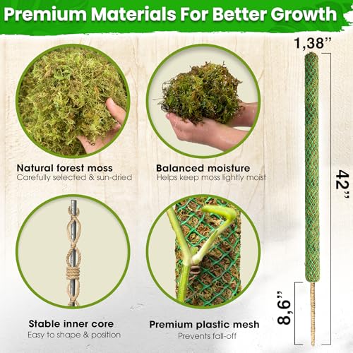 DUSPRO 42" Mesh Moss Pole for Climbing Plants, Pre-Made & Easy to Set Up - size: 42"